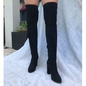 ASOS Black Suede Over the Knee Boots Size 9